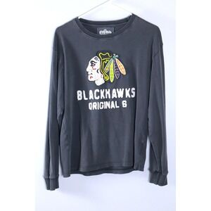 Vintage Red Jacket Chicago Blackhawks Original 6 Mens Shirt Medium Gray NHL